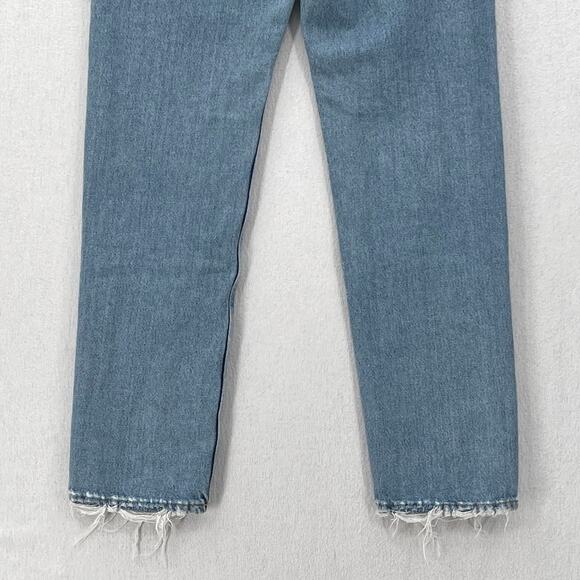 ACNE STUDIOS Boy Indigo Fray Jean Womens 26 Light Wash Distressed Tapered Slim - Picture 8 of 16